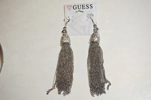 NWT GUESS EARRINGS Silver Bells Crystals - Picture 1 of 6