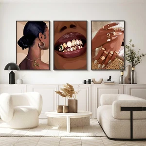 Black Woman Wall Art Decor Black Girl Canvas Wall Art African American Pictures - Picture 1 of 12