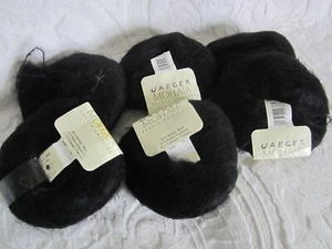 6 x 25 GRAM BALLS OF VINTAGE JAEGER MOHAIR KNITTING YARN, BLACK - Picture 1 of 3