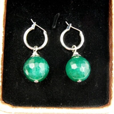 BAILYSBEADS edle Smaragd-Ohrringe Ohrhänger facettiert neu behandelt CV94 - Bild 1 von 2