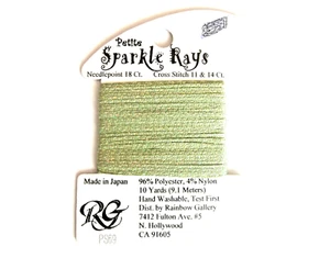 Rainbow Gallery Petite Sparkle Rays PS69 Sage Green Neon Metallic Glow Ribbon - Picture 1 of 1