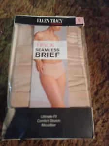 NIB ELLEN TRACY 4 Pack Essentials Womens Panties Seamless Briefs Size S/5 Beige - Picture 1 of 2
