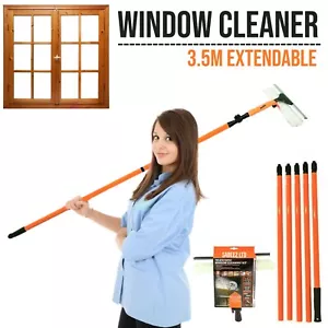 3.5m Window Cleaning Washing Kit Wiper Equipment Pole & Squeegees Cleaner Clean - Picture 1 of 5