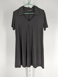 Vestido polo negro ceñido al cuerpo Betsey Johnson vintage años 90 rayón lycra EE. UU. - Imagen 1 de 5