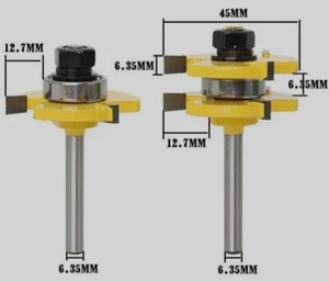 Nut und Feder Fräser 6,35 mm Set Verbindung Schlitzfräser T-Nut Oberfräse 2Stk - Bild 1 von 1
