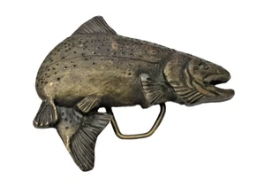 Vintage Fish Buckle 1978 Brass Indiana Metal Craft Trout - Picture 1 of 5