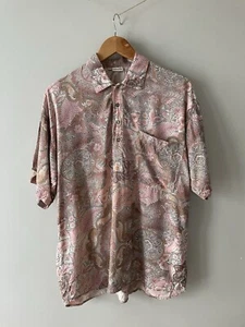Camisa Vintage Años 90 Tobiasystem Estampada SS Talla IT 46 S/M Rosa Hecha en Italia - Imagen 1 de 11