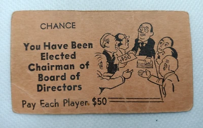 1935 Монополия Винтажная Оригинальная Редкая Карта Шанса (Избранный Председатель Совета} - Изображение 1 из 2