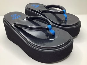Vintage Twentysixred Sugar Platform Floaties Flip Flop Shoes Size 10 Black 90’s - Afbeelding 1 van 17
