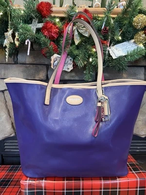 Coach метро большой кожаный сумка с короткими ручками наплечная сумка Дамская сумка сумочка фиолетовый F31326 классический - Изображение 1 из 4