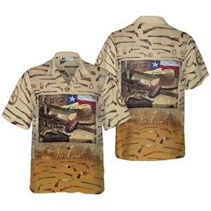 Texas Heritage Custom Hawaiian Shirt Texan Cowboy Wild West Guns Texas Native Sh - Picture 1 of 2