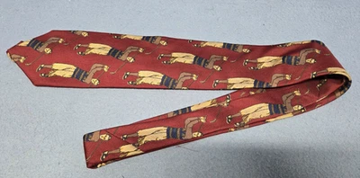 Corbata de seda Robert Talbott Mills Touche golfistas borgoña cosida a mano vintage Foto 1 de 4