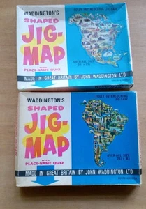 Vintage Waddington's Jig-Map Jigsaw Puzzles North & South America - Picture 1 of 2