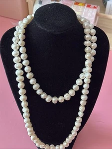 34” Genuine natural 10-11mm south sea white baroque cultured pearl necklace - Picture 1 of 5