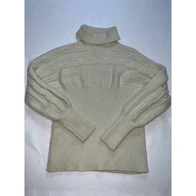 J.O.A. Suéter Archer Mujer Talla Pequeña Marfil Off White Cable Tejido Cuello Alto Foto 1 de 4