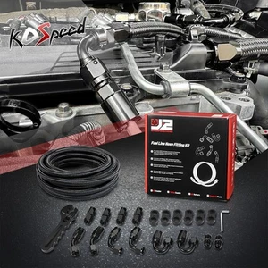 J2 10AN 25FT Nylon Stainless Steel Braided Gas Oil Fuel Hose Line Fitting Kit - Picture 1 of 6