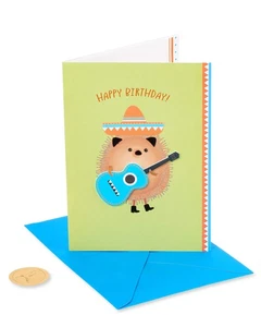 Papyrus Birthday Card Hedgehog Guitar Fun Amazing Day Premium Stationery 7X5 - Picture 1 of 6
