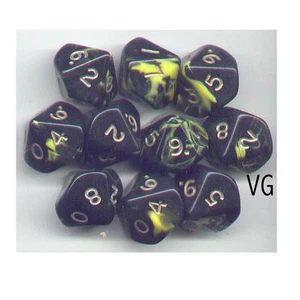 NEW RPG Dice Set of 10D10 - Oblivion Yellow - Picture 1 of 1