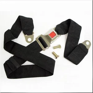 JUEGO X 1 CINTURONES DE SEGURIDAD AJUSTABLES OXFORD TELA METAL HEBILLAS X 2 PUNTOS COCHE NEGRO - Imagen 1 de 2