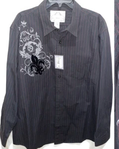 Bruno Shirt Men's XL Button Up Long Sleeve Black with Red Stripes Casual - Picture 1 of 4