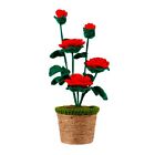 Fake Plants Handmade Knitted Rose For Home Office Decoration, Artifical Flowe...