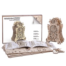 OROLOGIO A PENDOLO MECCANICO IN LEGNO DA MONTARE PUZZLE TAGLIO LASER COMPLETO