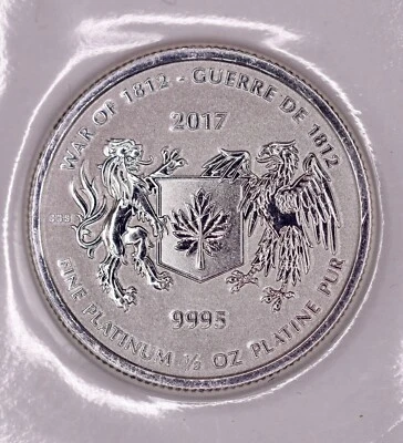 2017 Canada $50 1/2 oz Platinum War of 1812 .9995 Fine Coin - Sealed BU - Image 1 of 2