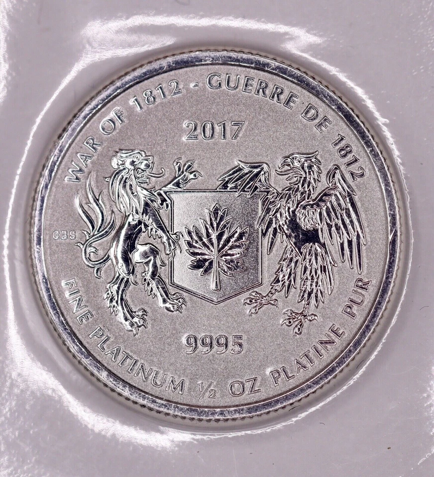 2017 Canada $50 1/2 oz Platinum War of 1812 .9995 Fine Coin - Sealed BU - Image 1 of 2