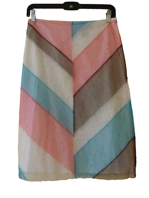 Hermosa superposición de gasa de lentejuelas BCBG MaxAzria blanca/azul/rosa/negra talla 2 Foto 1 de 4