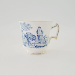 Royal Chelsea Shepherd Teacup, H. Fennel, Blue & White, Shepherd Donkey & Lamb