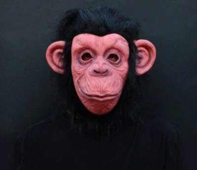 Monkey Halloween Mask Ape Gorilla realistic with hair Adult - Image 1 of 4
