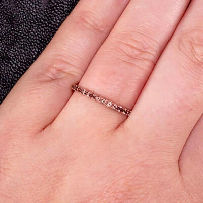 ANILLO APILABLE ANDALUZA NATURAL ORO ROSA 14K ETERNIDAD GEMA MELOCOTÓN ALIANZA DE BODA Foto 1 de 4