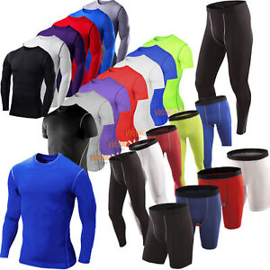 Men Compression Thermal Base Layer Workout Sport Jersey Top Shirt Shorts Pants ,
