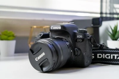 Canon EOS 77D 24.2MP DSLR Camera with EF-S 18-55mm Lens - Black  - Image 1 of 4