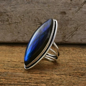 Labradorite Gemstone 925 Sterling Silver Handmade Ring All Size GA-1 - Picture 1 of 5