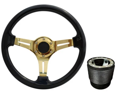 Volante TS Negro Dorado + Kit Boss para PROTON 018 - Imagen 1 de 4