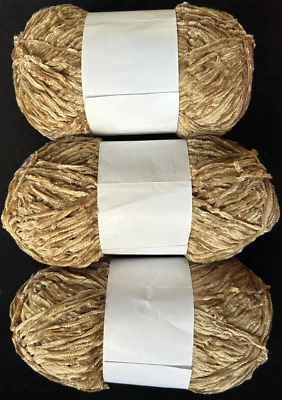 Lote de 3 madejas grandes de hilo de chenilla (17 oz en total) color caramelo/oro Foto 1 de 2