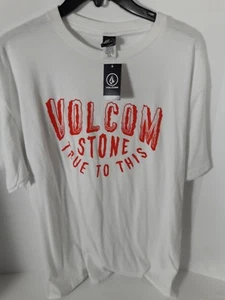 Volcom men's XL pre-shrunk cotton blend white crew neck Tee NWT - Picture 1 of 3