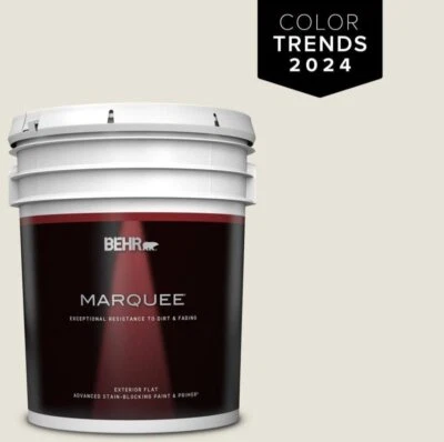 Behr Marquee 5 gal Weathered White Flat Exterior Paint & Primer Decorators Colle - Image 1 of 4