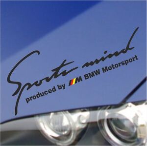 BMW SPORT MIND M GERMAN FLAG HOOD EYEBROW WINDOW DECAL STICKER BLACK M2 10"