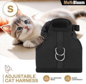 Fluchtsicher Haustier Katze Gehgeschirr verstellbar Netz Brust Jacke schwarz Gr. Small - Bild 1 von 13