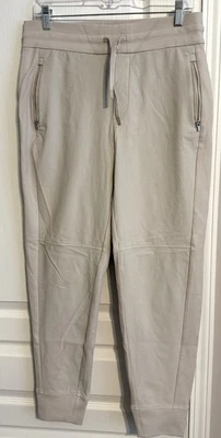 Athleta 女式慢跑裤 8 码奶油色抽绳腰拉链口袋 — 第 1/4 张图片