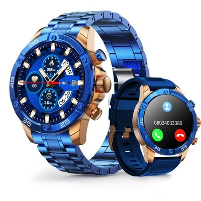 Умные часы мужские 1,53 дюйма IP67 фитнес спортивные часы iOS Android сталь синие - Изображение 1 из 4