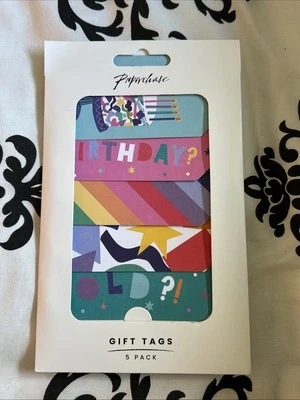 Paperchase Pack Of 5 Gift Tags Birthday Colourful