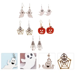 5Pairs/Pack Halloween Series Earrings Pumpkin Devil Ear Pendants Women Jewelries - Picture 1 of 12