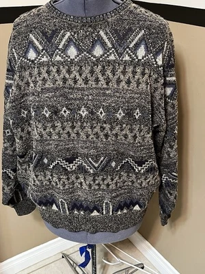 Suéter Jersey Tejido St Croix De Colección Para Hombres XL Geométrico Isla Justa Gris Azul Foto 1 de 4