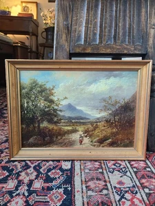 Antikes Ölgemälde 19. Jahrhundert englische Hirtszene signiert unleserlich 1862 - Bild 1 von 15