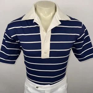 Vtg 60s 70s Shirt Polo Nylon Disco Mod MCM Big Collar Medalist Mens Large Tall - Picture 1 of 12
