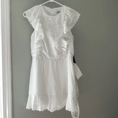 Express Romper белый хлопок кружева лиф оборки отпуск лето новый размер XS - Изображение 1 из 4
