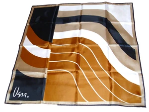 Vintage Signed UNA Ladies Polyester Scarf 24" Sq Multi Functional Geographic - Picture 1 of 3
